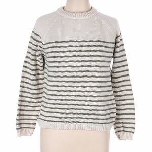 Elegant Striped Cream and Green Sweater
